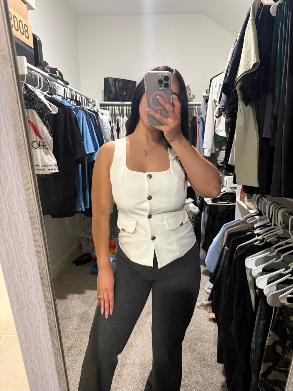 White casual button down blouse